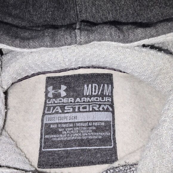 Under Armour Hustle Fleece Pullover Hoodie Mens MediumGray Sweatshirt - Picture 2 of 4